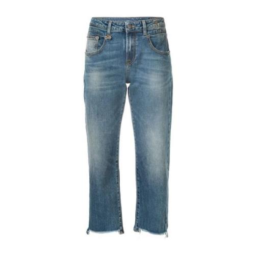 Blå Straight Jeans med Rips