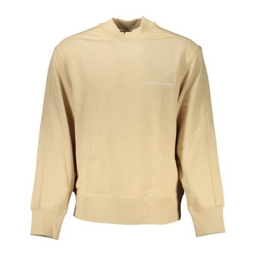 Beige Langærmet Logo Print Sweater