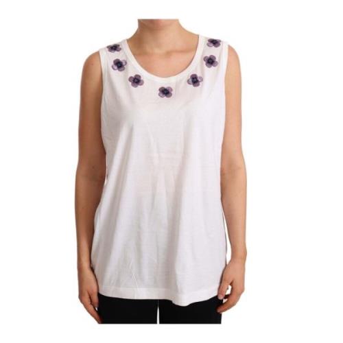 Hvid Blomstret Tank Top