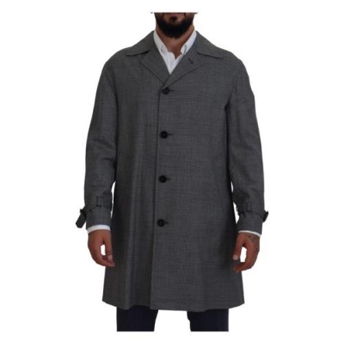 Grå Ternet Trenchcoat, Elegant Stil