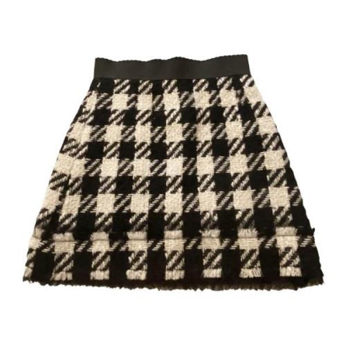 Houndstooth Uld Mohair Kort Nederdel