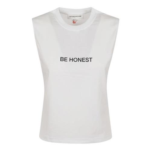 Hvid Ærlig Slogan Tank Top