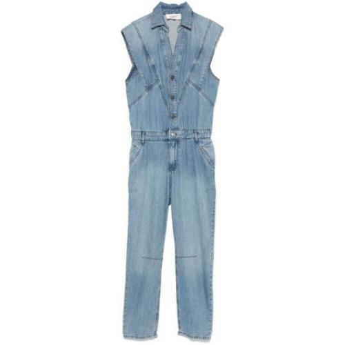 Denim Jumpsuit med Panel Design