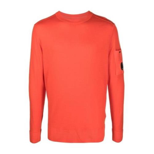 Orange Merino Uld Sweater med Linse Detalje