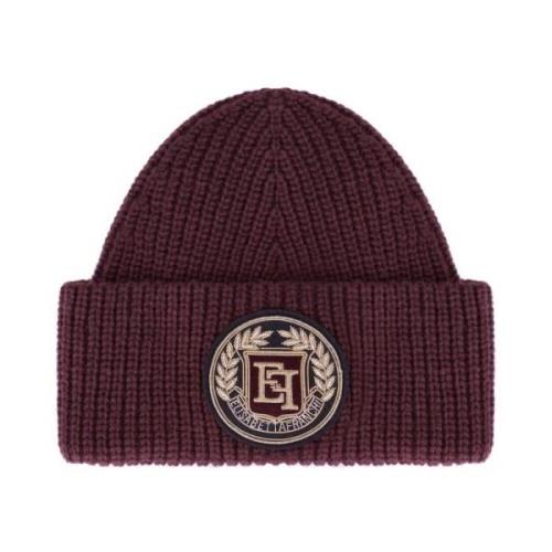 Bordeaux Uld Blend Beanie med Logo