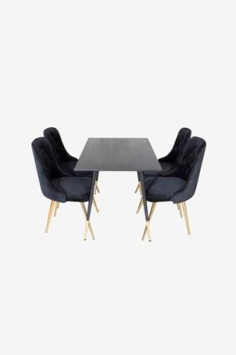 Venture Home - Spisegruppe Dipp med 4 spisebordsstole Velvet Deluxe - ...