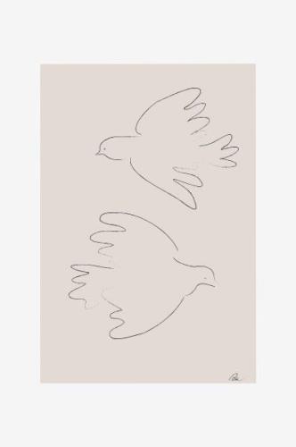 Pelcasa - Plakat Two Doves - Beige - Posters - - Homeroom