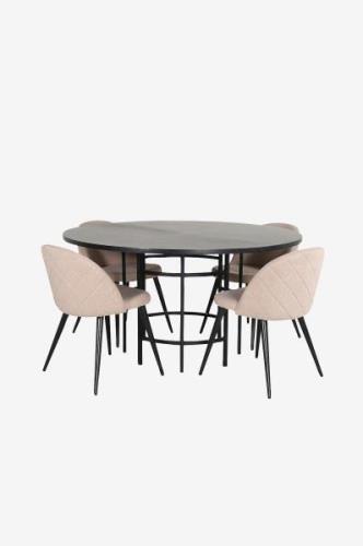 Venture Home - Spisegruppe Copenhagen med 4 spisebordsstole Velvet Sti...