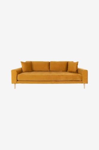 House Nordic - Sofa 3-pers. Lido. Velour med ben i naturfarve - Gul - ...