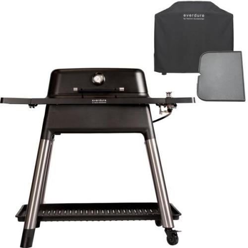 Everdure Force gasgrill + grillbetræk & grillplade, mat sort