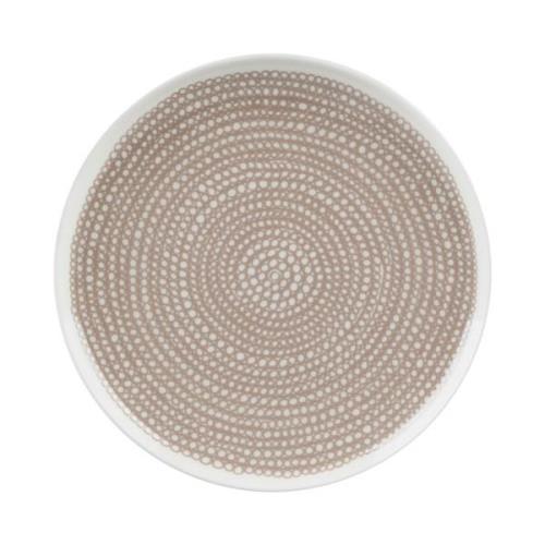 Marimekko OIVA Siirtolapuutarha tallerken 25 cm, hvid/beige