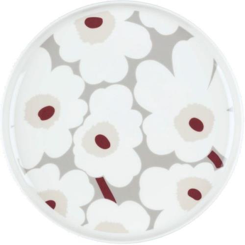 Marimekko Unikko tallerken 25 cm, grå/rød/gul