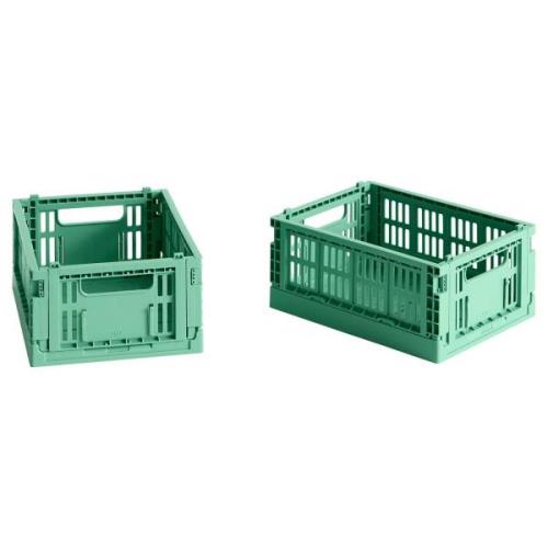 HAY Colour Crate opbevaringskasse mini dark mint, 2 stk.