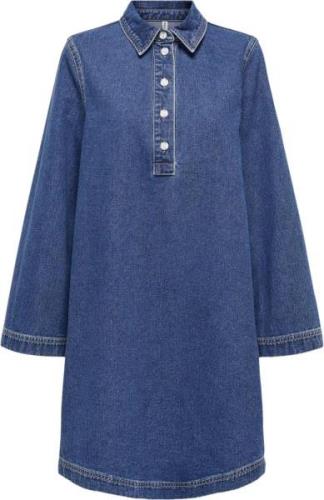 ONLY Onlfreya L/S Bell Dress DNM GUA Kvinde Blå Korte Kjoler Regular F...