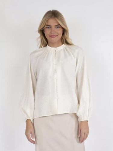 Neo Noir Camille Solid Blouse Kvinde Off White Langærmede Bluser Str 4...