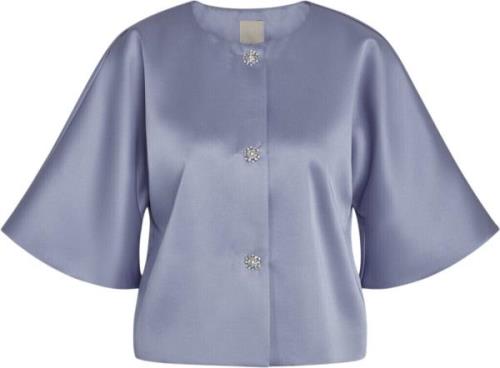 PBO Maison Blouse Kvinde Blue Stone Kortærmede Bluser Str 40 - hos Mag...