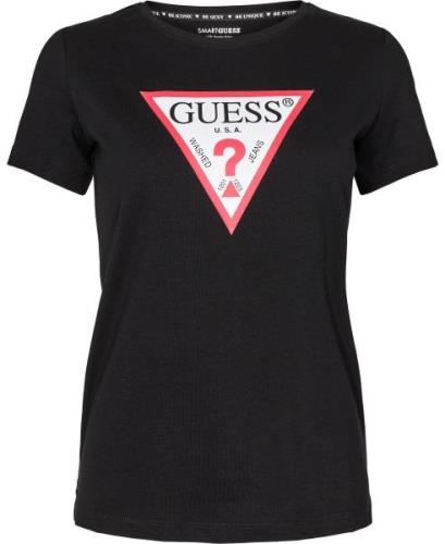 GUESS SS CN Original TEE Kvinde Jet Black A996 Kortærmede T-shirts Str...