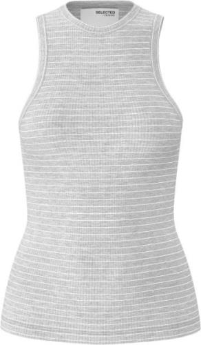 Selected Femme Slfanna Oneck Striped Tank TOP NOO Kvinde Grå Tanktoppe...