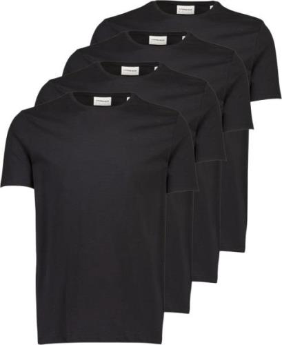 Lindbergh 4PK Basic tee S/S Mand Sort Kortærmede T-shirts Relaxed Fit ...