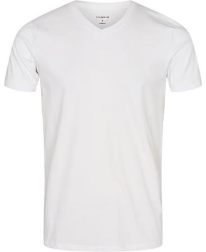 Lindbergh Mens Stretch Vneck tee S/S Mand Hvid Kortærmede T-shirts Sli...