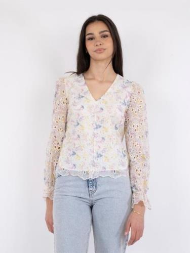 Neo Noir Candice Embroidery Blouse Kvinde Creme Langærmede Bluser Str ...