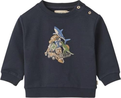 Wheat Sweatshirt Marius Str 2 år / 92 cm - Blå Sweatshirts Bomuld hos ...