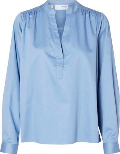 Selected Femme Slfmira LS Vneck TOP B Kvinde Endless Sky Langærmede Bl...