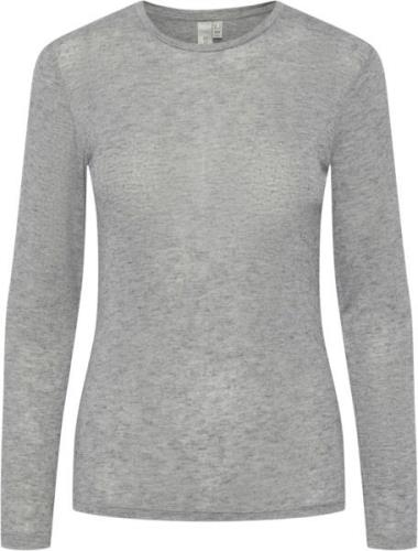 YAS Yaswoola LS TOP Noos Kvinde Medium Grey Melange Toppe Str L - hos ...