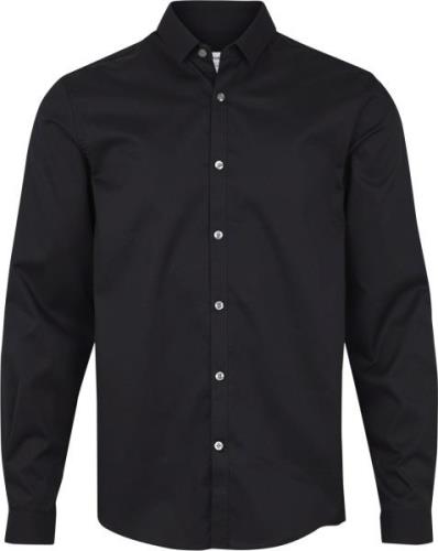 Lindbergh Skjorte med Stretch Mand Sort Langærmede Skjorter Slim Fit S...