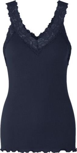 Rosemunde Organic top Vneck Regular W/lace Kvinde Blå Toppe Str L - Bo...