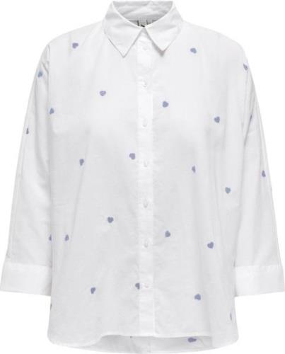 ONLY Onlnew Lina Grace LS EMB Shirt Noos Kvinde Bright White/brunnera ...