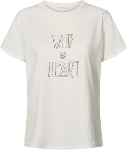 Rabens Saloner Wild @Heart Tshirt - Ambla Kvinde Chalk Kortærmede T-sh...