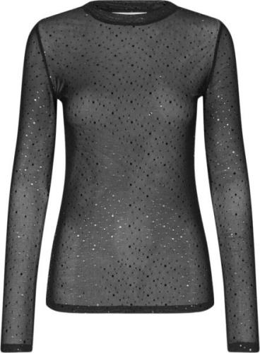 A-VIEW Silke Foil Blouse Kvinde Black Toppe Str 40 Silke - hos Magasin