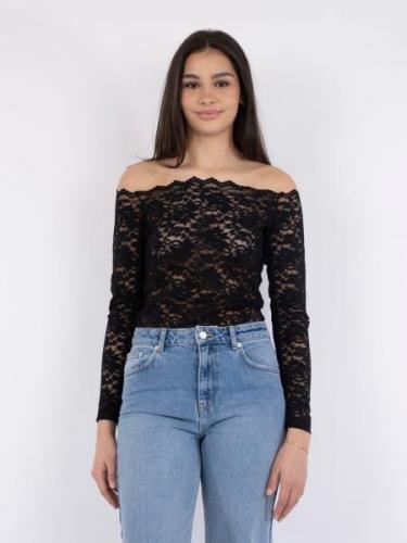 Neo Noir Casadi Lace Flower Blouse Kvinde Black Toppe Str 40 - hos Mag...