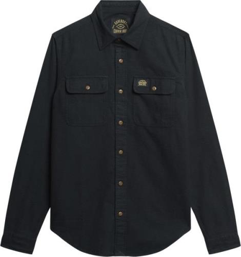 Superdry Flannel Workwear Shirt Mand Jet Black Langærmede Skjorter Str...