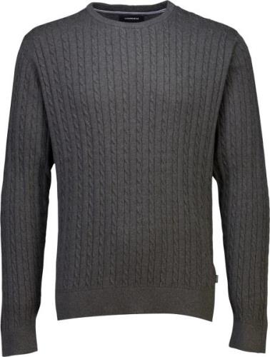 Lindbergh Oneck Cable Knit Mand Charcoal Mel Sweaters Str L - Bomuld h...