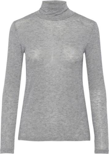 YAS Yaswoola LS High Neck TOP Noos Kvinde Medium Grey Melange Toppe St...