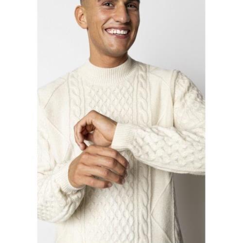 Clean Cut Copenhagen Morgan Wool Knit Mand Ecru Melange Sweaters Str L...