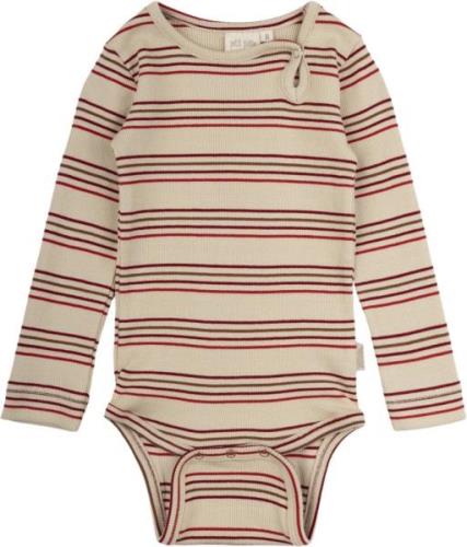 PETIT PIAO Body L/S Modal Multi Striped Str 80 cm - Chili Pepper Mult ...