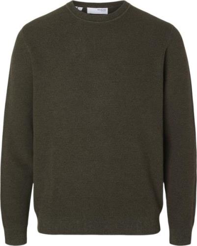 Selected Homme Slhross LS Knit Structure Crew Neck Mand Forest Night/r...