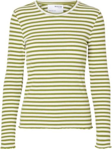 Selected Femme Slfanna LS Crew Neck TEE STR Noos Kvinde Cardamom Seed/...