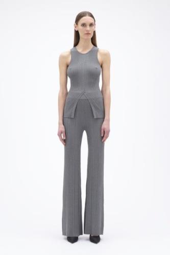 REMAIN Rib Knit Pants Kvinde Granite Gray Bukser Med Lige Ben Str 40 -...