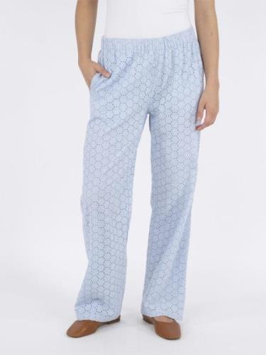 Neo Noir Claira Broiderie Pants Kvinde Light Blue Bukser Med Brede Ben...