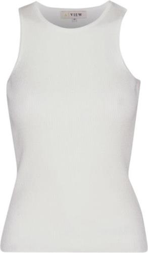 A-VIEW Rib Knit Tank top Kvinde White Tanktoppe Tight Fit Str XS - hos...