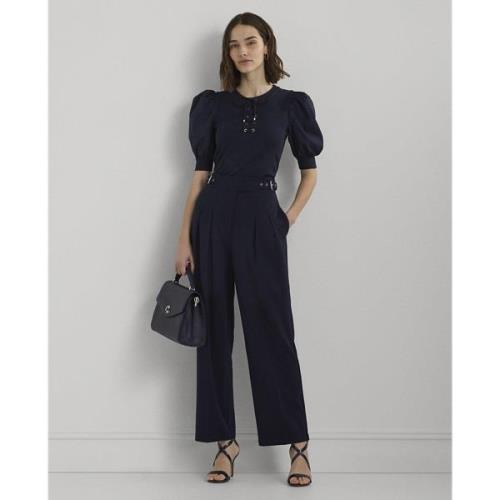 Lauren Ralph Lauren Belted Pleated Ponte Cropped Pant Kvinde Navy Buks...