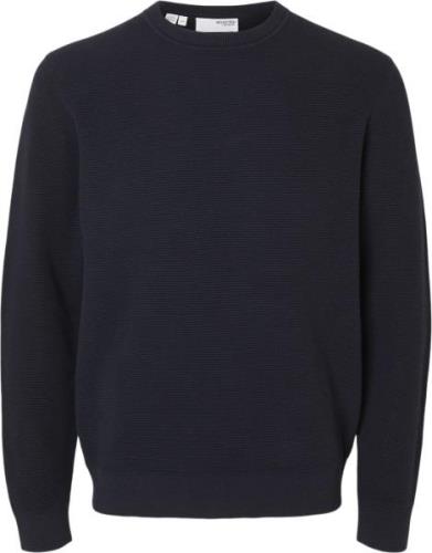 Selected Homme Slhross LS Knit Structure Crew Neck Mand Dark Sapphire ...