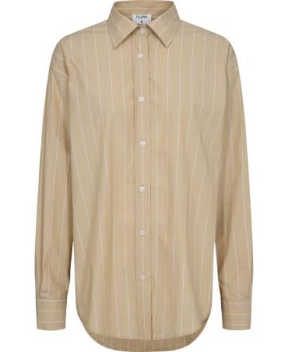 Filippa K Stripe Poplin Shirt Kvinde Dark Yello Langærmede Skjorter St...