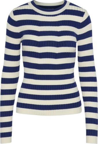 Pieces Pccrista LS Oneck Knit Noos BC Kvinde Bellwether Blue/wide Birc...