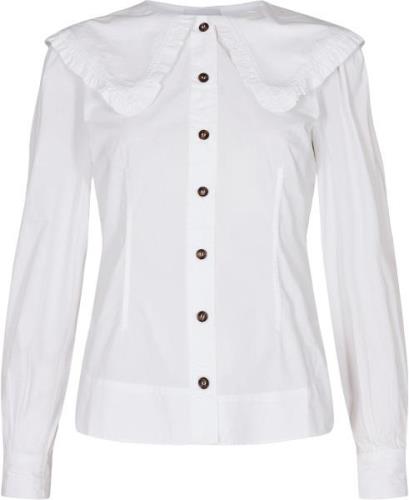 Ganni Fitted Shirt Kvinde Bright White Langærmede Skjorter Str 40 - ho...