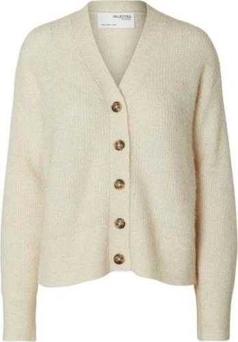 Selected Femme Slfmaline LS Wool Knit Short Cardigan Kvinde Birch/mela...